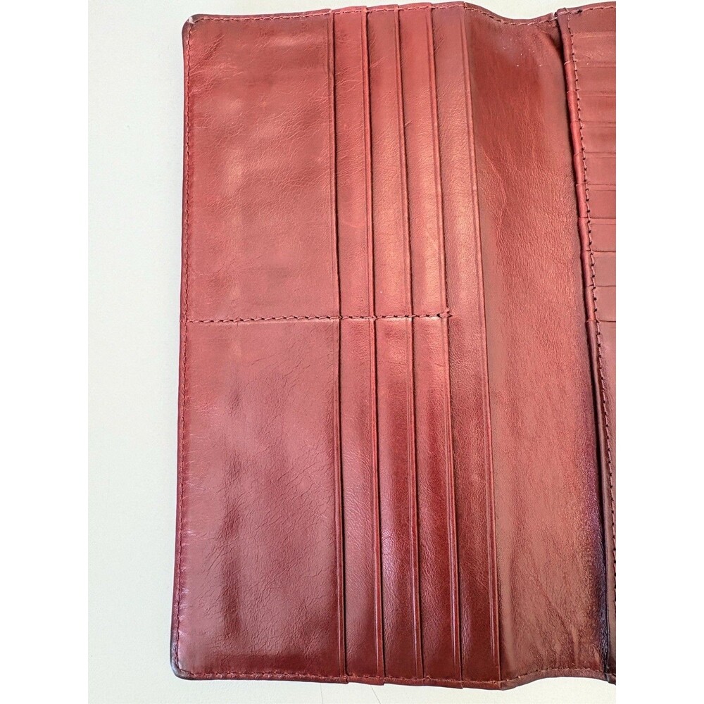Clarks Genuine Leather Long Wallet Organizer Red Checkbook Vintage 90's Y2K - Picture 4 of 12